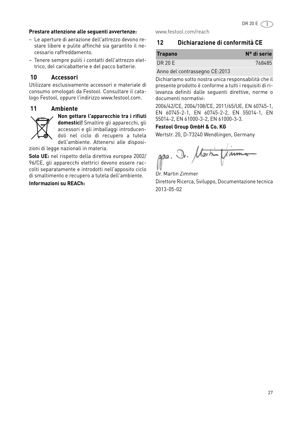 Festool DR 20 User Manual | Page 27 / 62