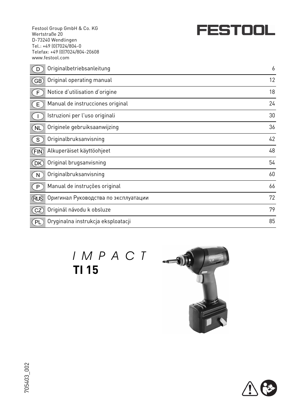 Festool Ti 15 User Manual | 90 pages