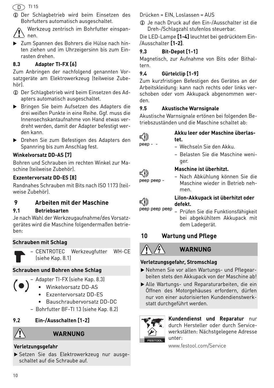 Festool Ti 15 User Manual | Page 10 / 90