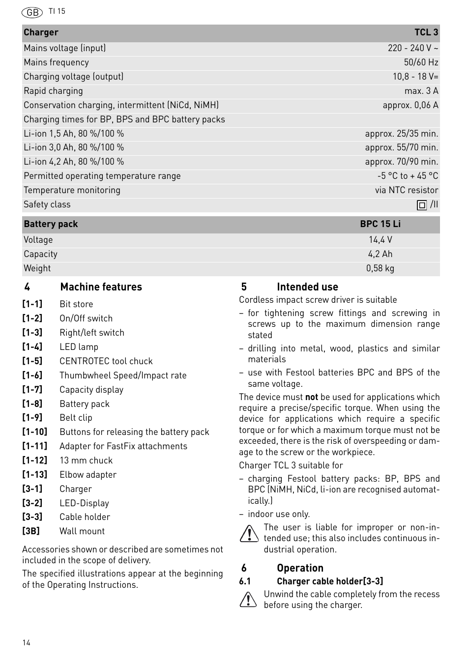Festool Ti 15 User Manual | Page 14 / 90