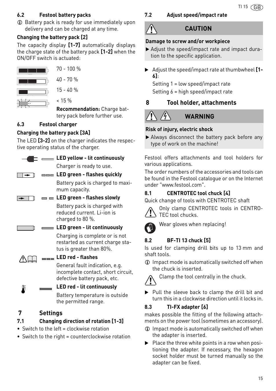 Festool Ti 15 User Manual | Page 15 / 90