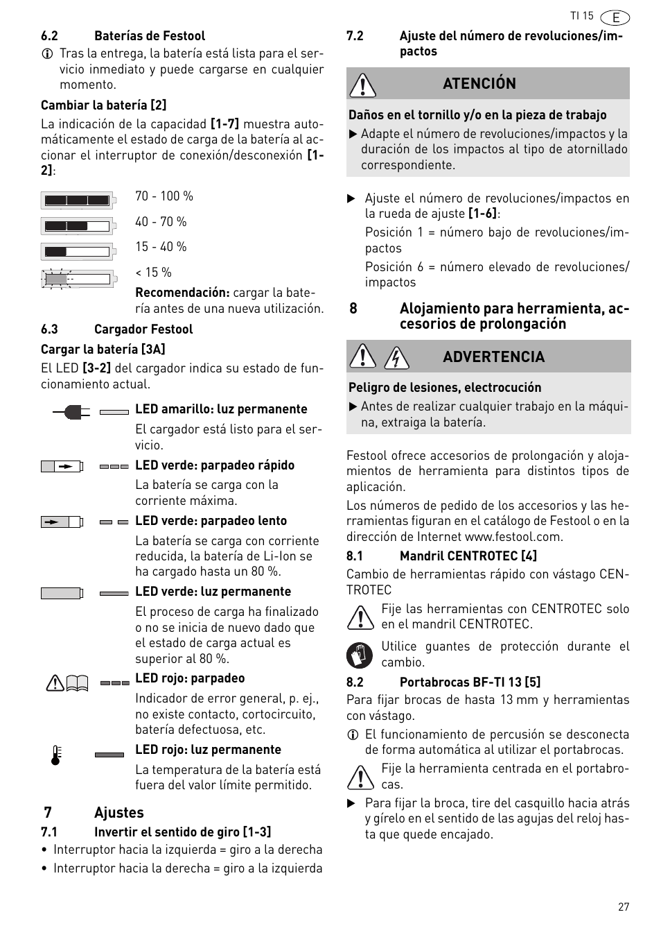 Festool Ti 15 User Manual | Page 27 / 90