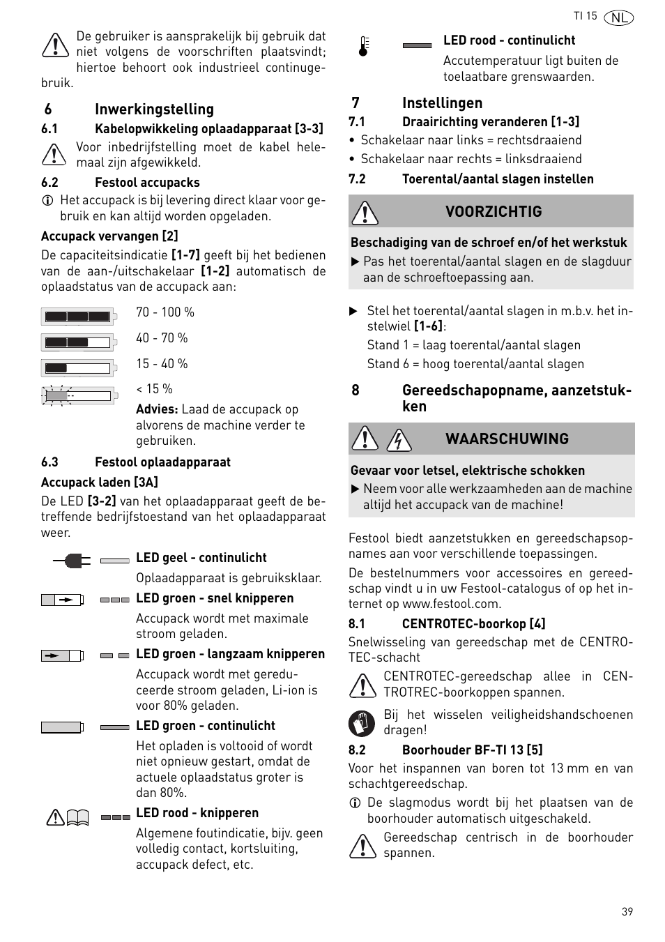 Festool Ti 15 User Manual | Page 39 / 90