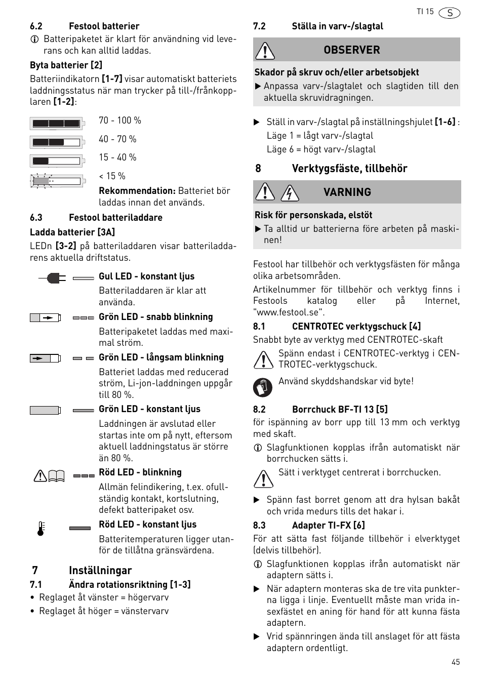 Festool Ti 15 User Manual | Page 45 / 90