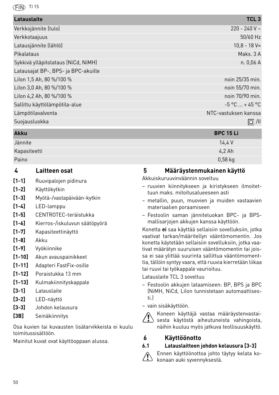 Festool Ti 15 User Manual | Page 50 / 90