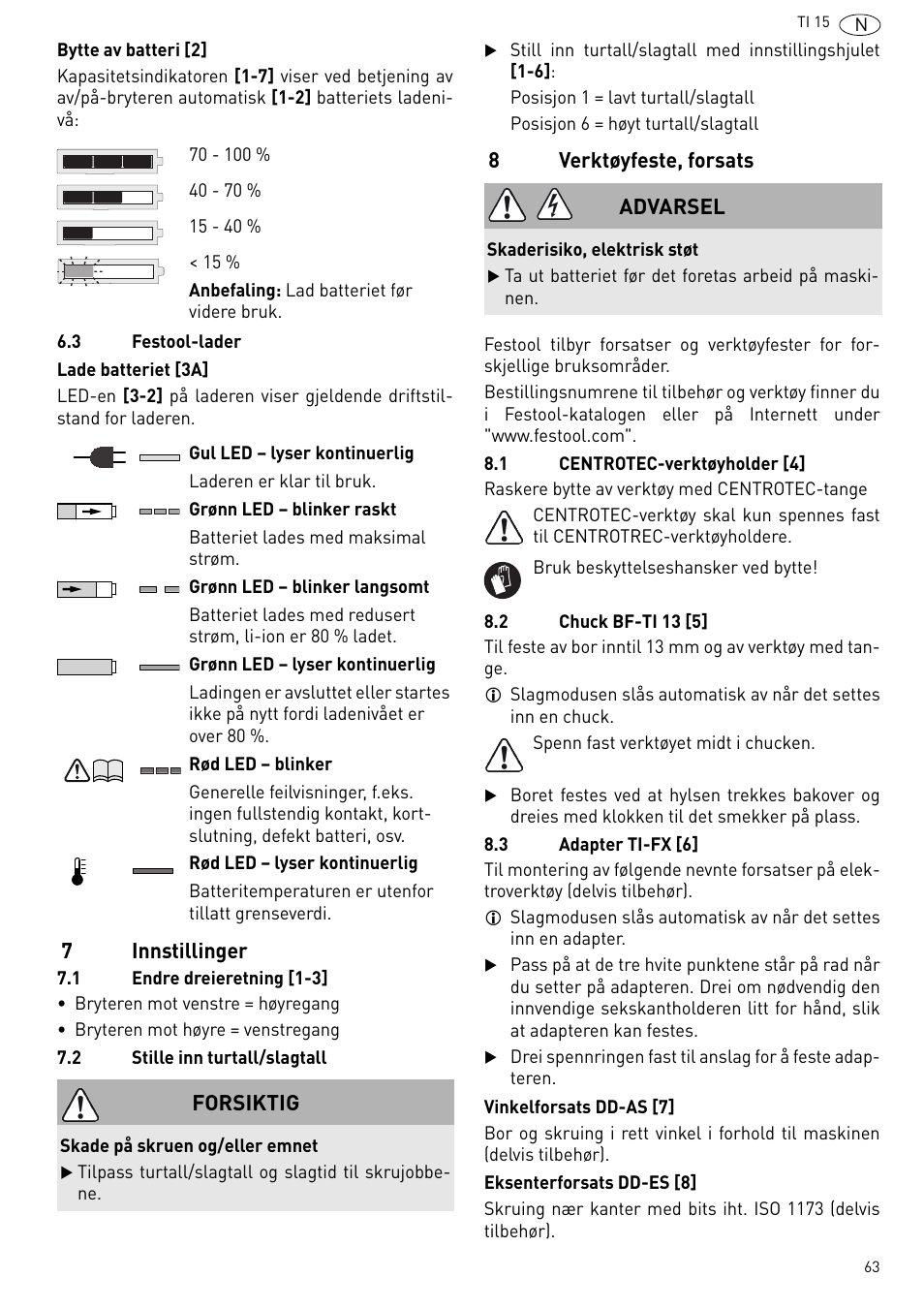 Festool Ti 15 User Manual | Page 63 / 90