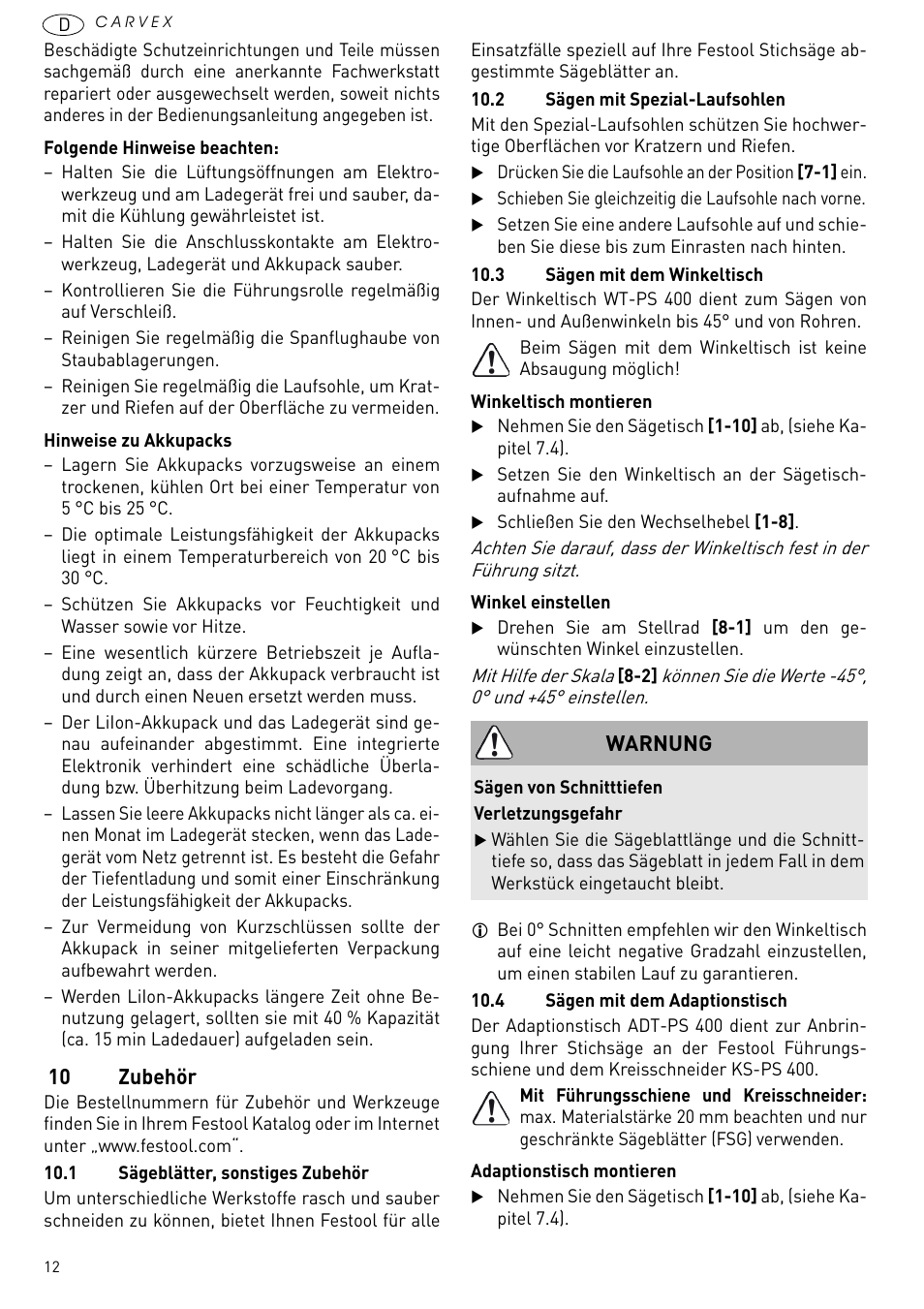 10 zubehör | Festool PSBC 420 EB User Manual | Page 12 / 132