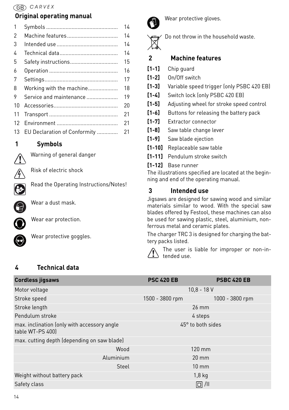 Festool PSBC 420 EB User Manual | Page 14 / 132