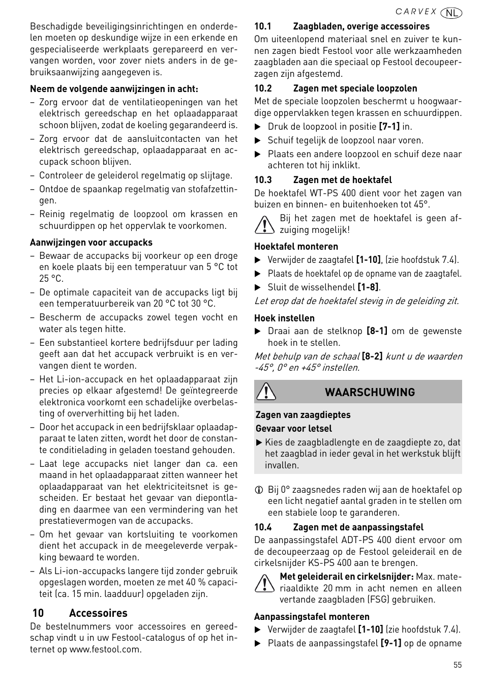 10 accessoires | Festool PSBC 420 EB User Manual | Page 55 / 132