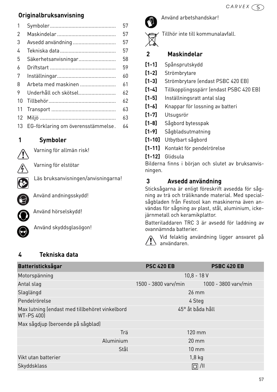 Festool PSBC 420 EB User Manual | Page 57 / 132