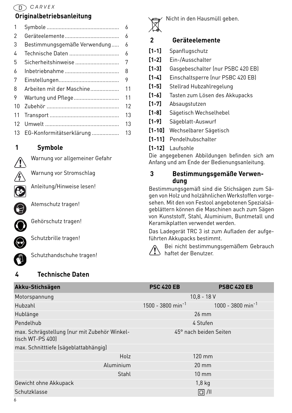 Festool PSBC 420 EB User Manual | Page 6 / 132