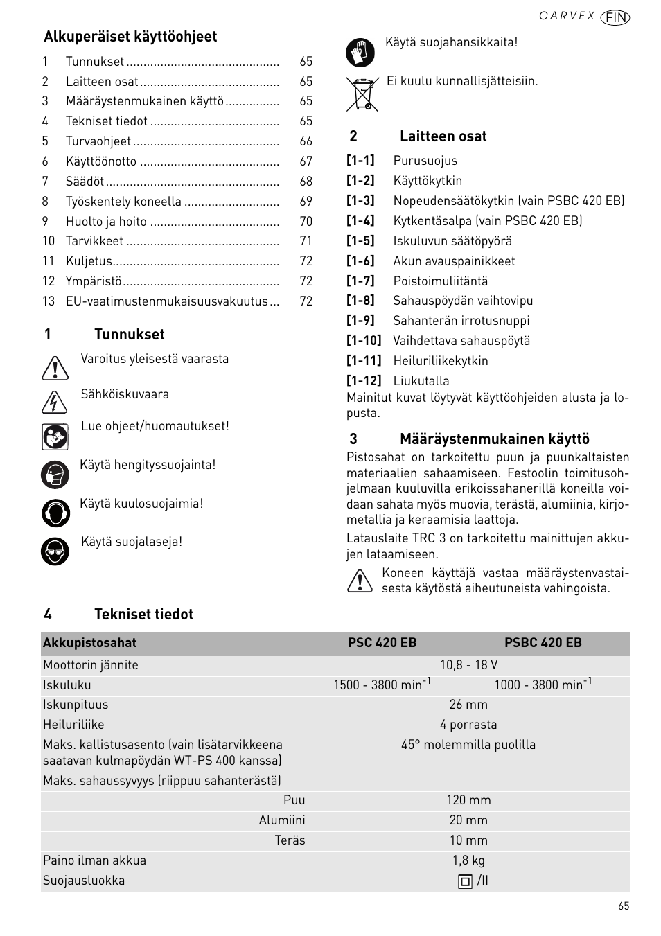 Festool PSBC 420 EB User Manual | Page 65 / 132