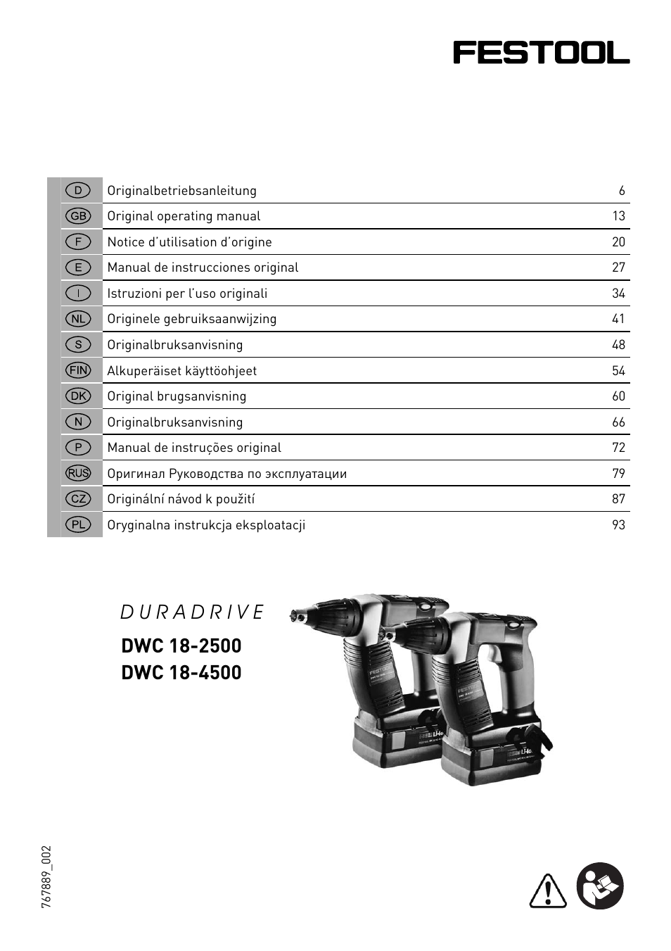 Festool DWC 18 User Manual | 99 pages