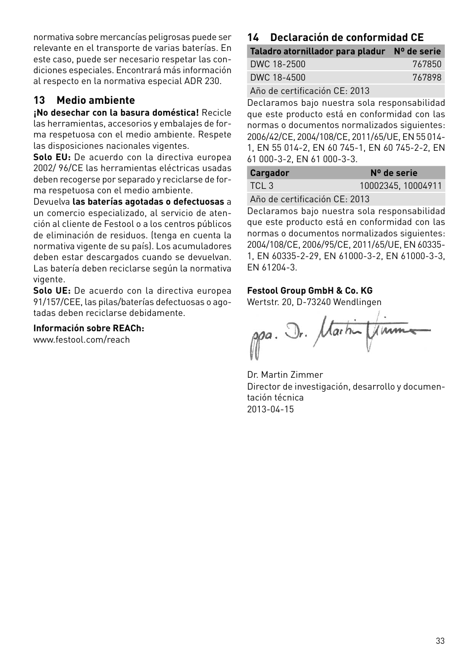 Festool DWC 18 User Manual | Page 33 / 99