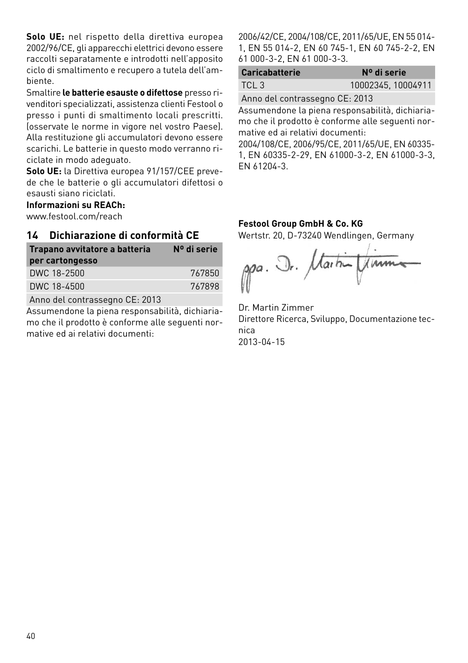 Festool DWC 18 User Manual | Page 40 / 99