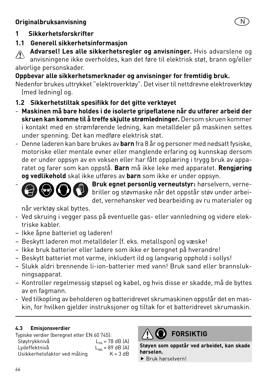 Forsiktig | Festool DWC 18 User Manual | Page 66 / 99