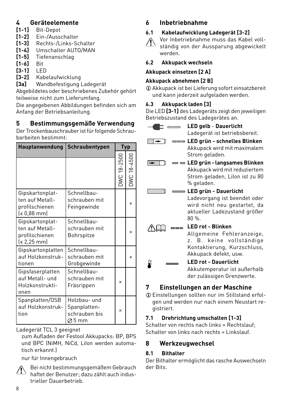 Festool DWC 18 User Manual | Page 8 / 99