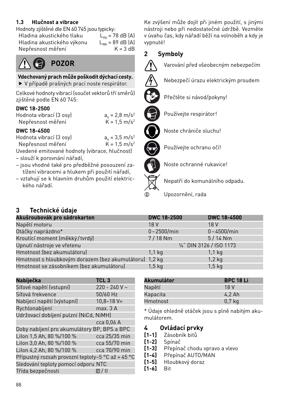 Pozor | Festool DWC 18 User Manual | Page 88 / 99