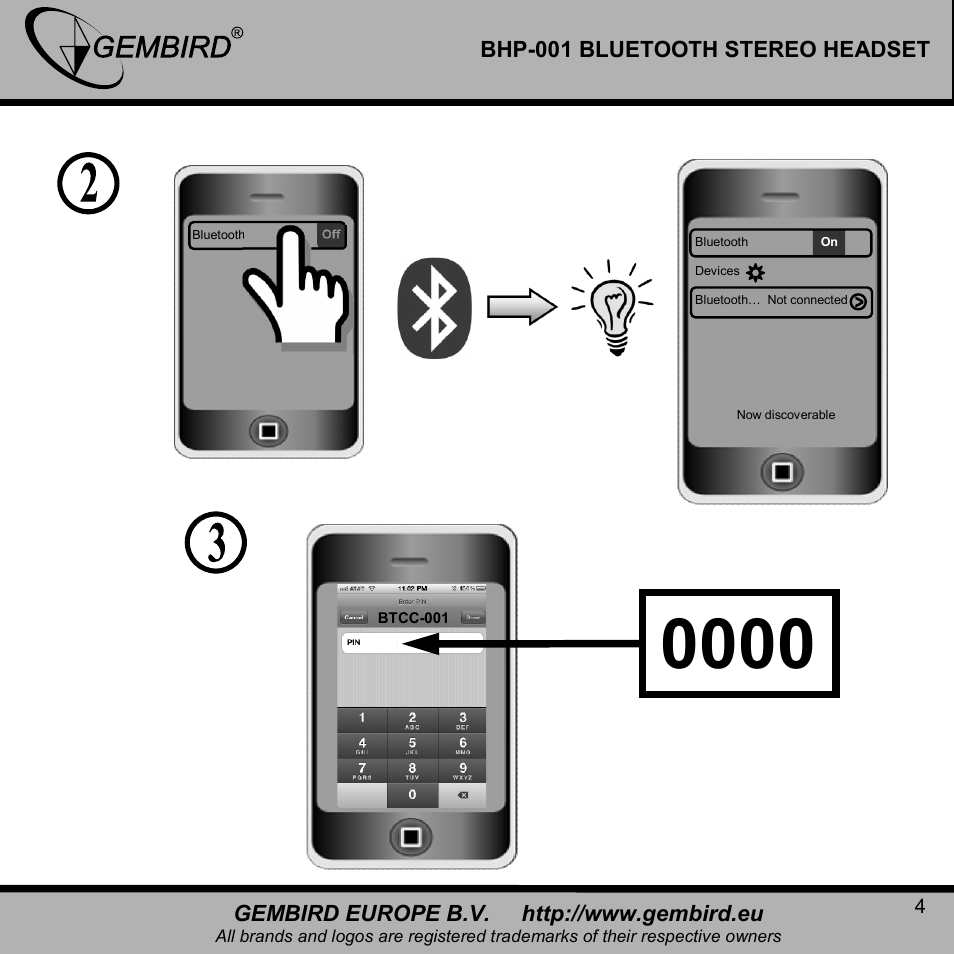 Gembird BHP-001 User Manual | Page 4 / 13