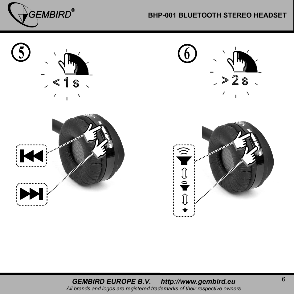 Gembird BHP-001 User Manual | Page 6 / 13