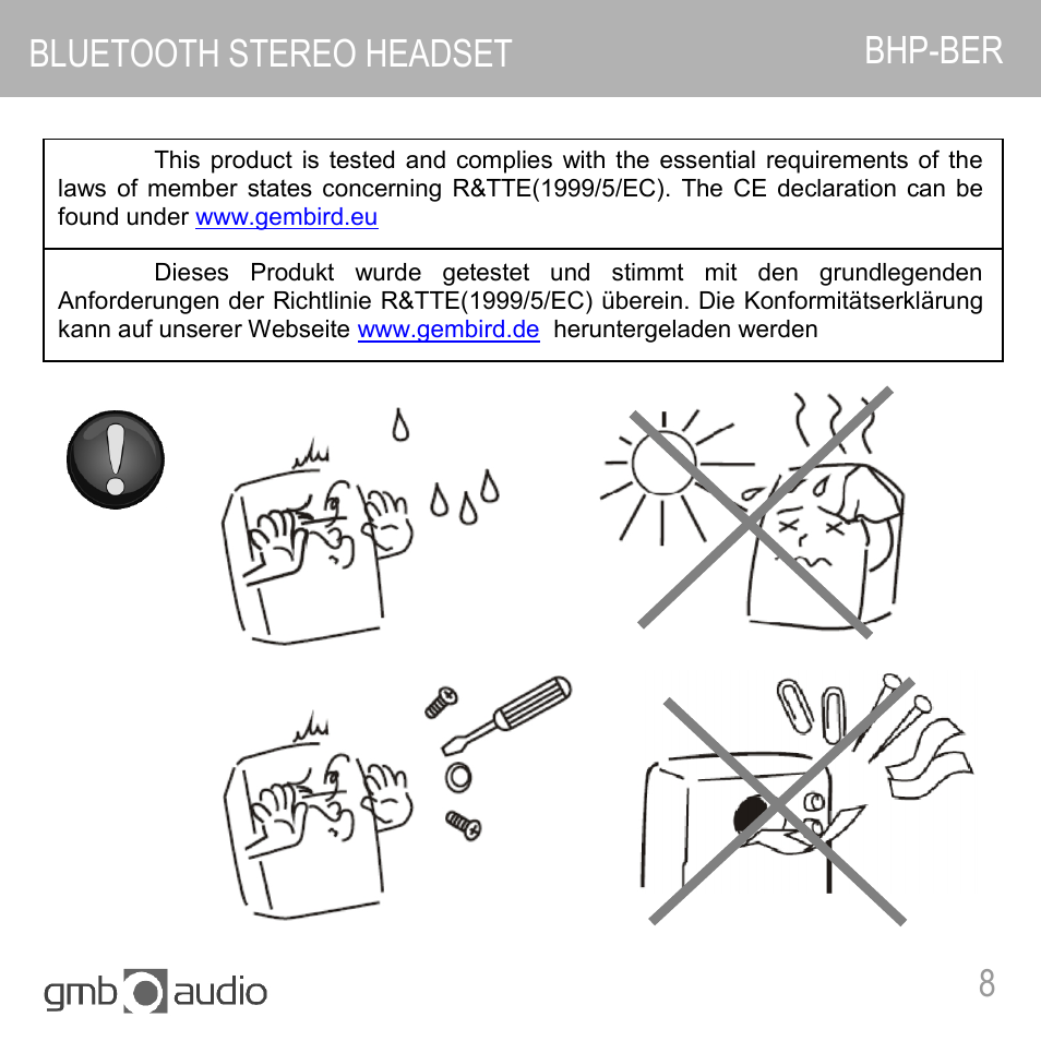 Bluetooth stereo headset bhp-ber | Gembird BHP-BER-BK User Manual | Page 8 / 12