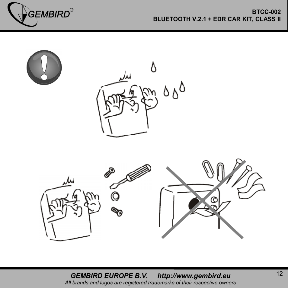 Gembird BTCC-002 User Manual | Page 12 / 17