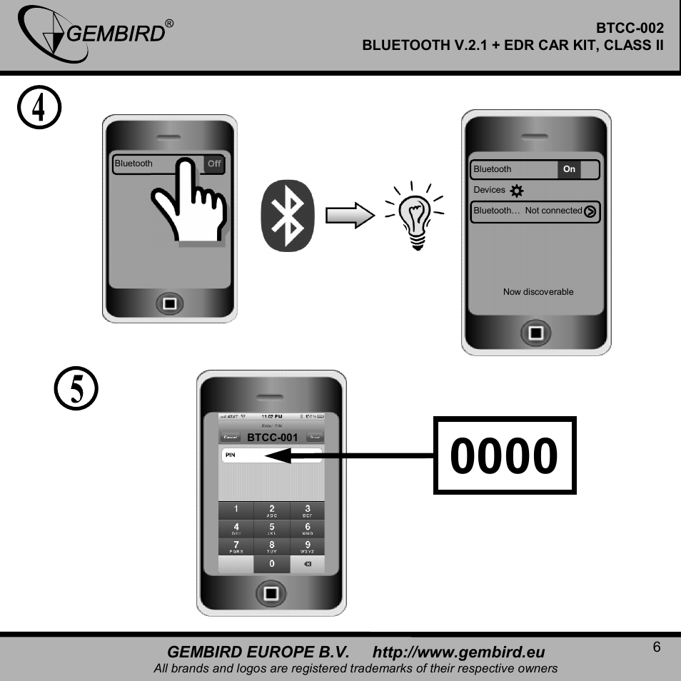 Gembird BTCC-002 User Manual | Page 6 / 17