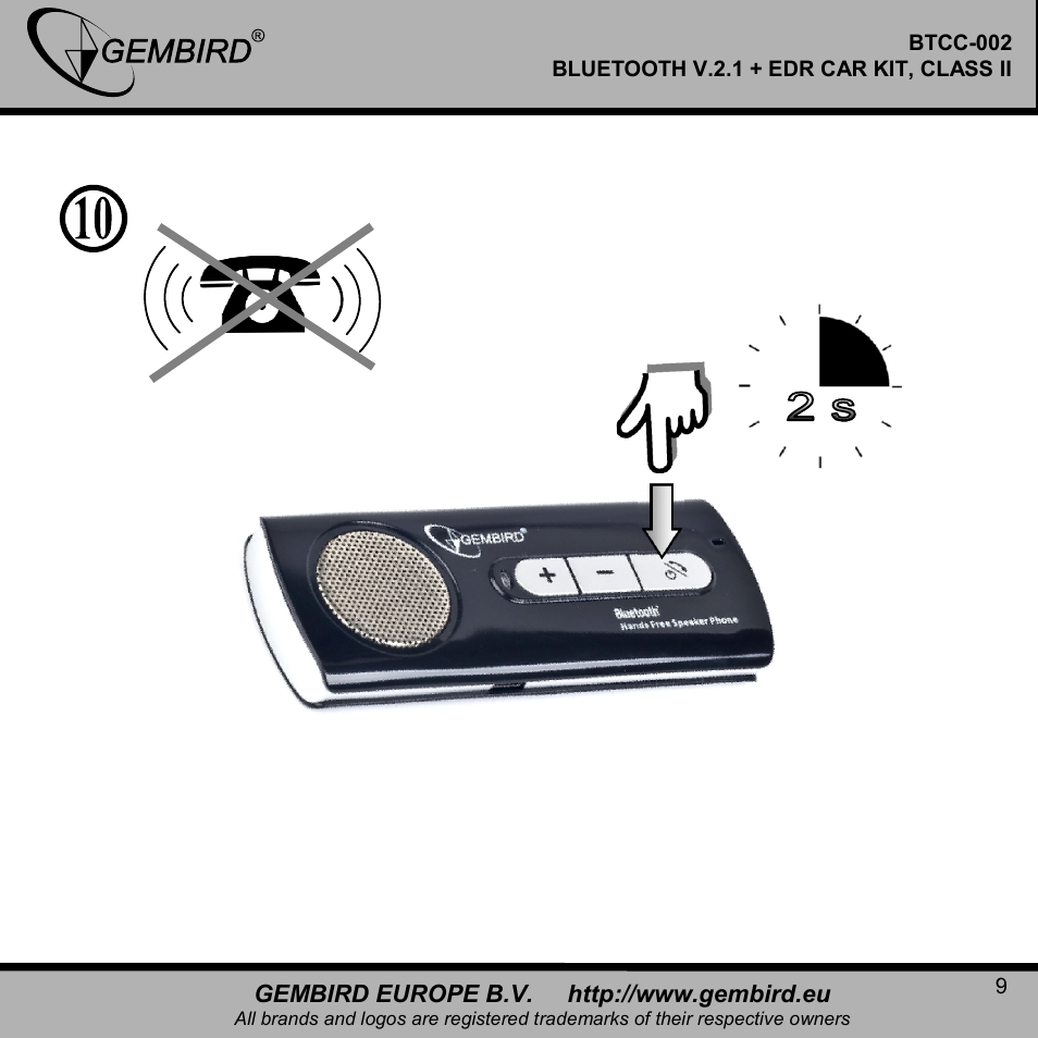 Gembird BTCC-002 User Manual | Page 9 / 17