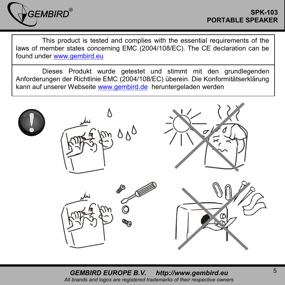 Gembird SPK-103 User Manual | Page 5 / 9