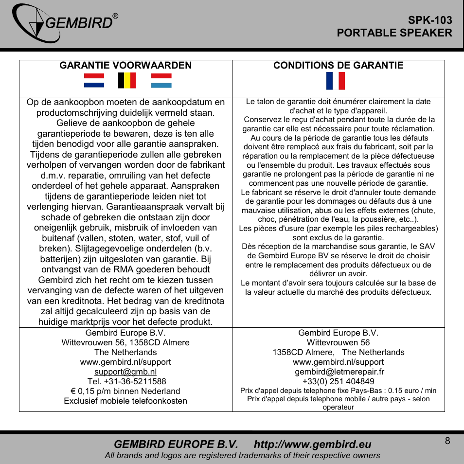 Spk-103 portable speaker | Gembird SPK-103 User Manual | Page 8 / 9