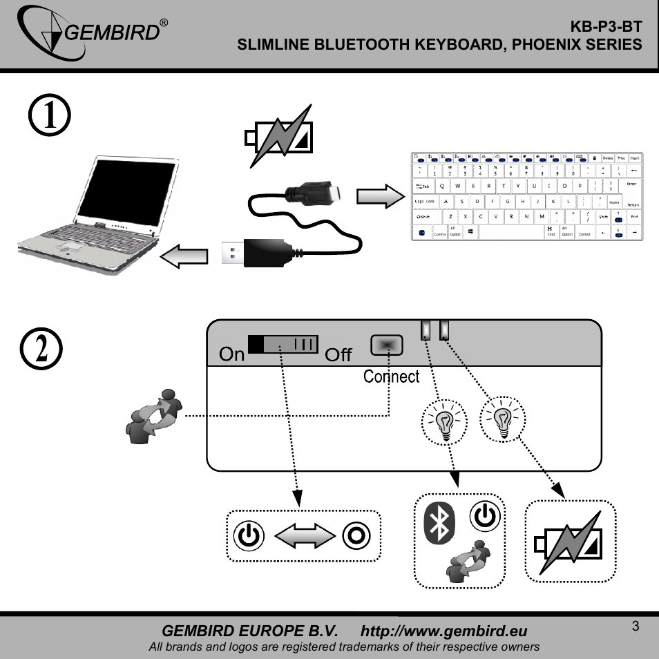 Gembird KB-P3-BT User Manual | Page 3 / 14