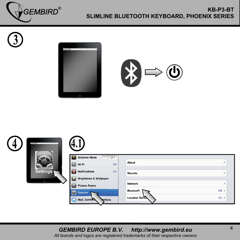 Gembird KB-P3-BT User Manual | Page 4 / 14