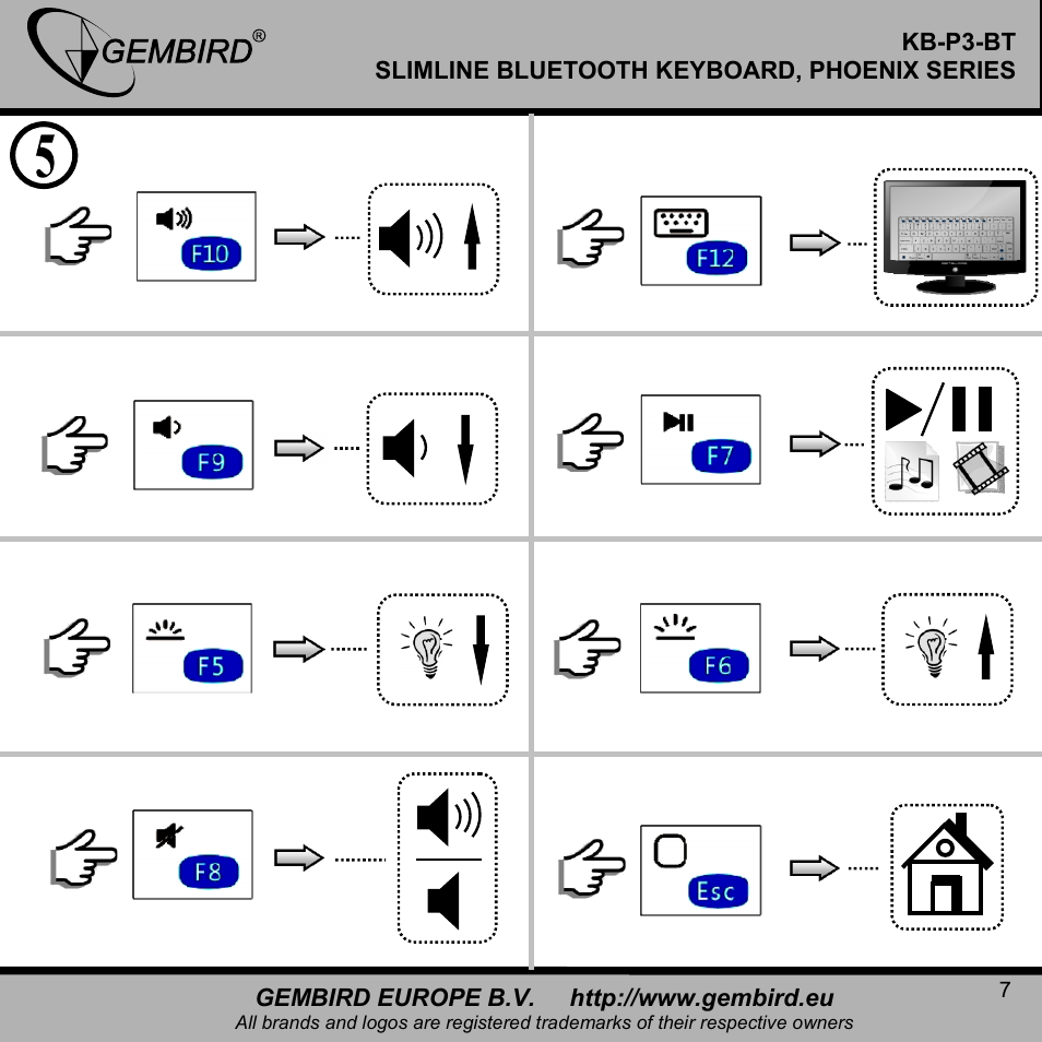 Gembird KB-P3-BT User Manual | Page 7 / 14