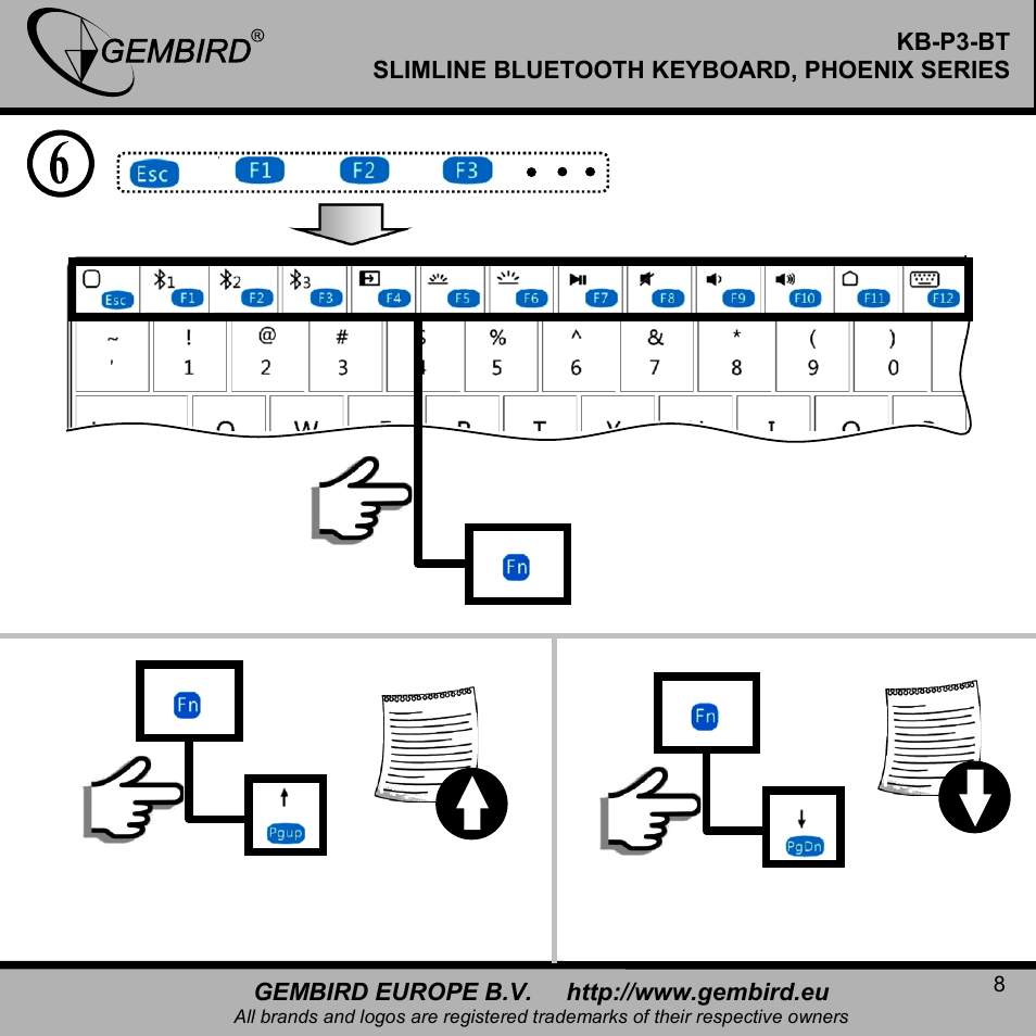 Gembird KB-P3-BT User Manual | Page 8 / 14
