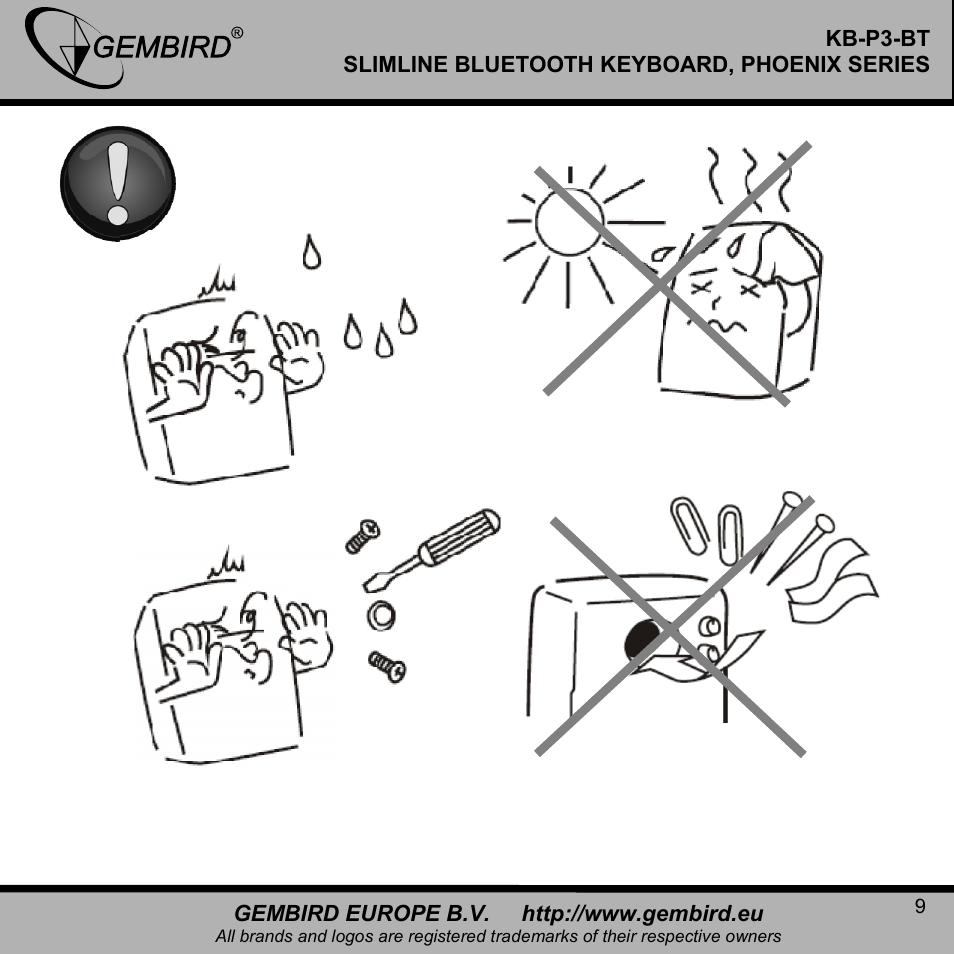 Gembird KB-P3-BT User Manual | Page 9 / 14