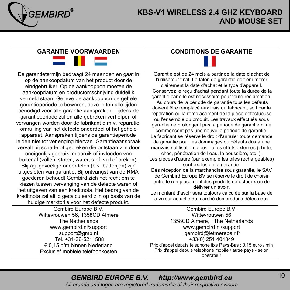 Kbs-v1 wireless 2.4 ghz keyboard and mouse set | Gembird KBS-V1-UA User Manual | Page 10 / 11
