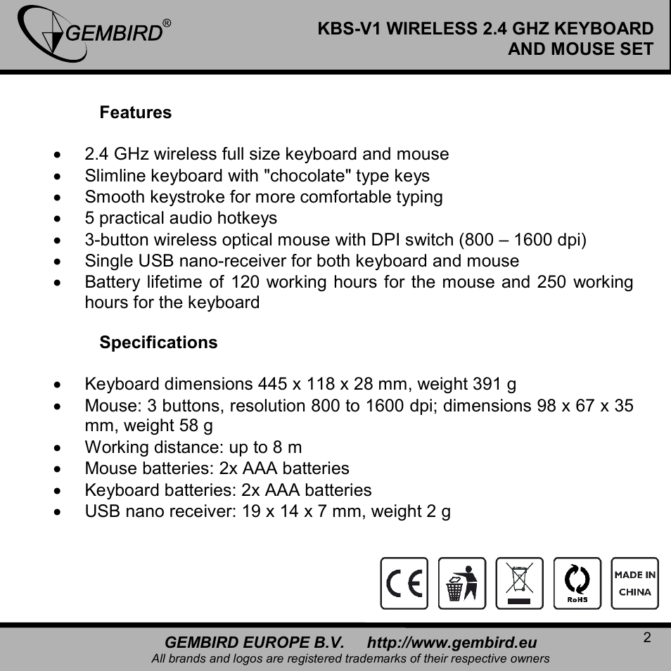 Gembird KBS-V1-UA User Manual | Page 2 / 11