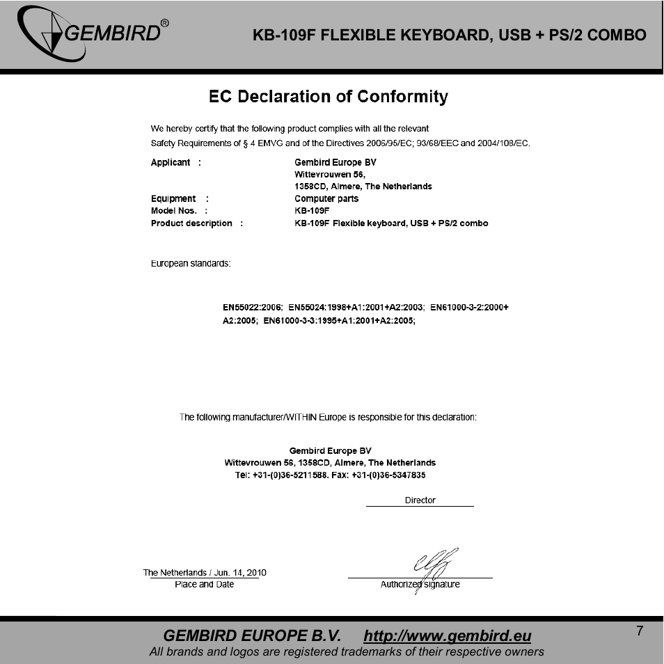 Gembird KB-109F User Manual | Page 7 / 11