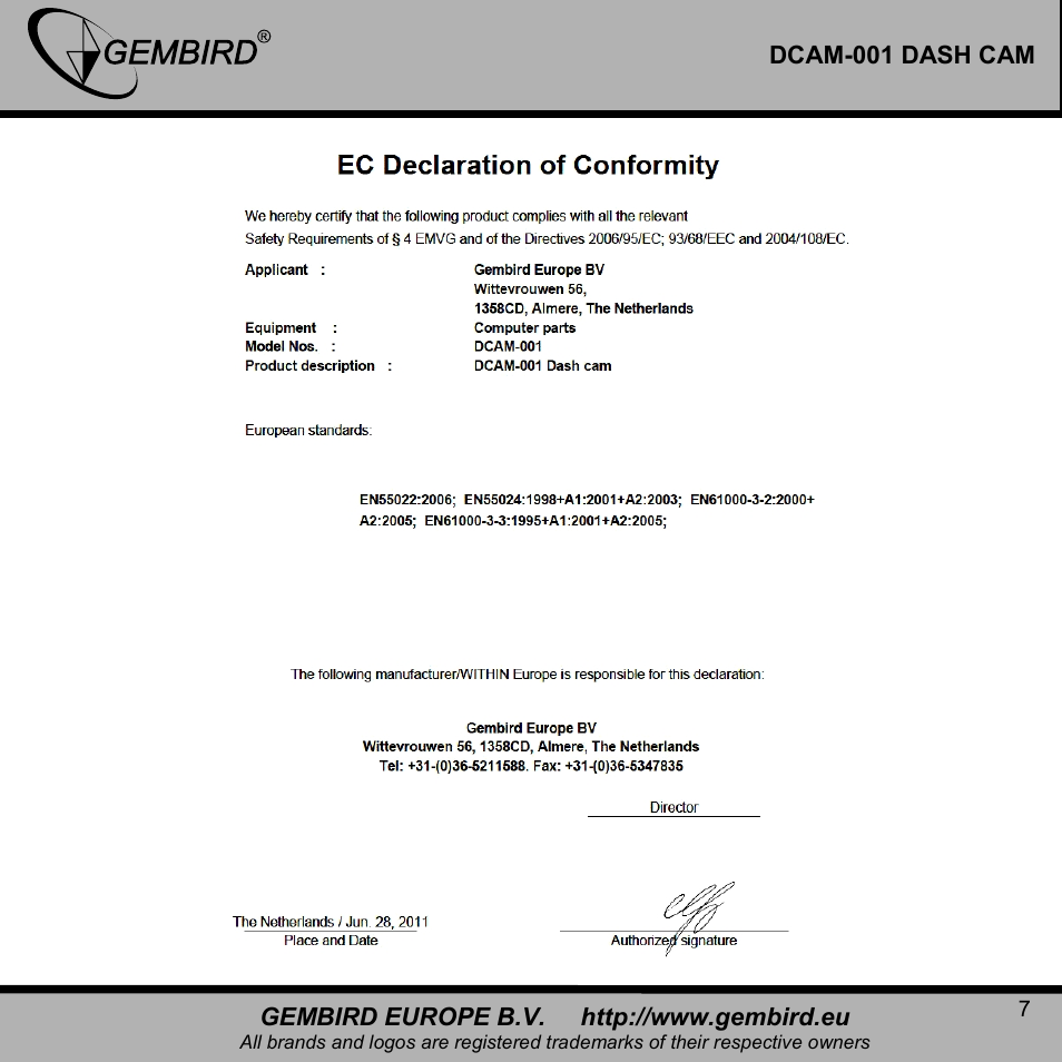 Gembird DCAM-001 User Manual | Page 7 / 11