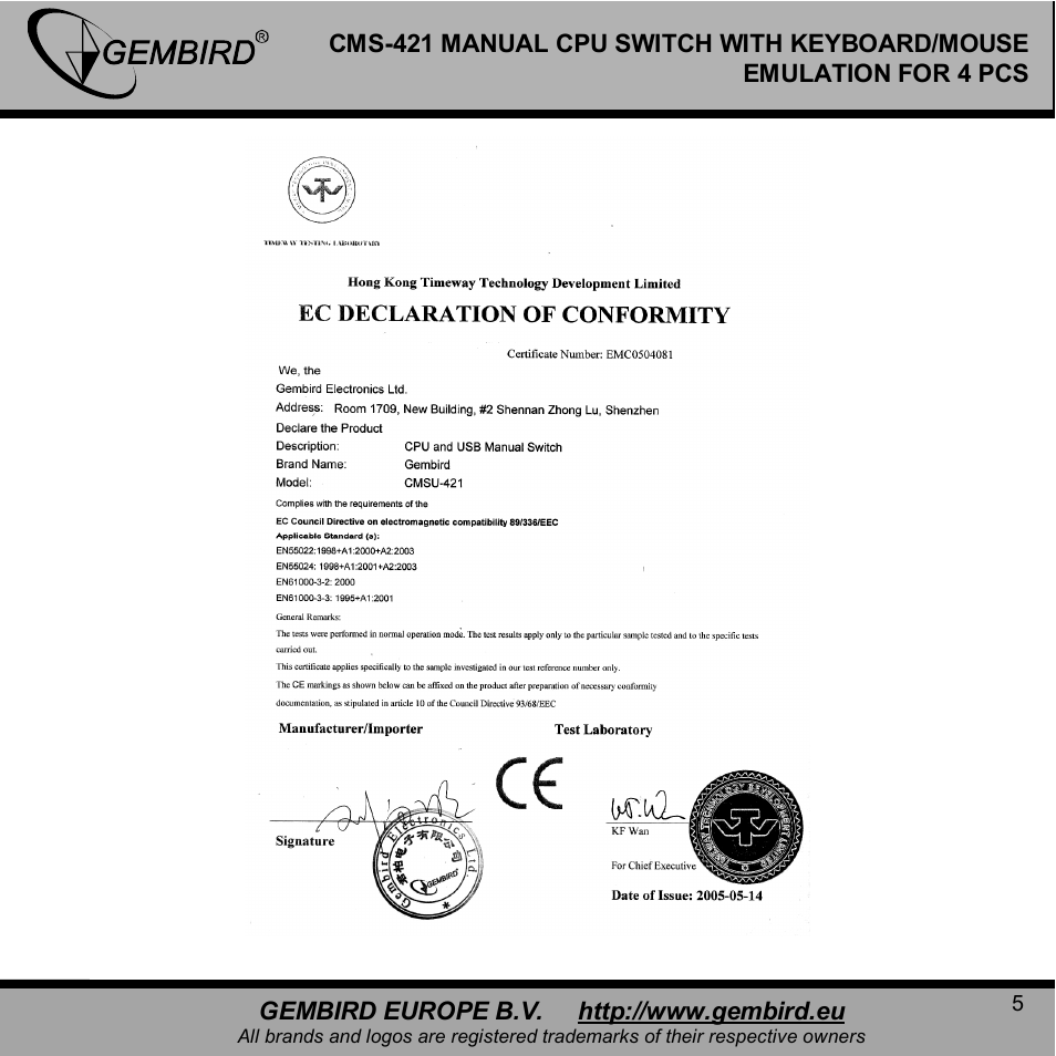 Gembird CMS-421 User Manual | Page 5 / 8