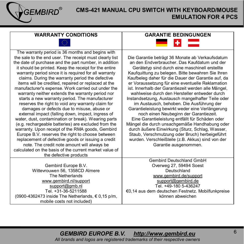 Gembird CMS-421 User Manual | Page 6 / 8