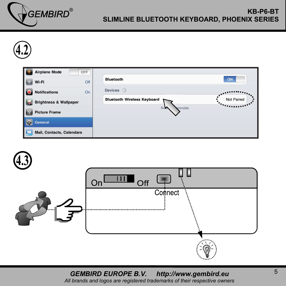 Gembird KB-P6-BT User Manual | Page 5 / 14