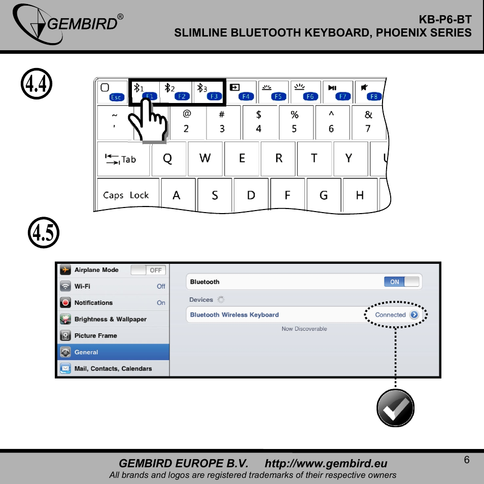 Gembird KB-P6-BT User Manual | Page 6 / 14
