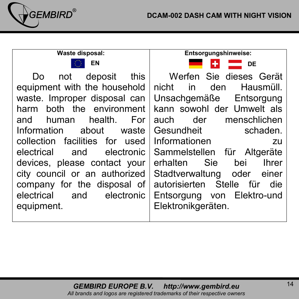 Gembird DCAM-002 User Manual | Page 14 / 22