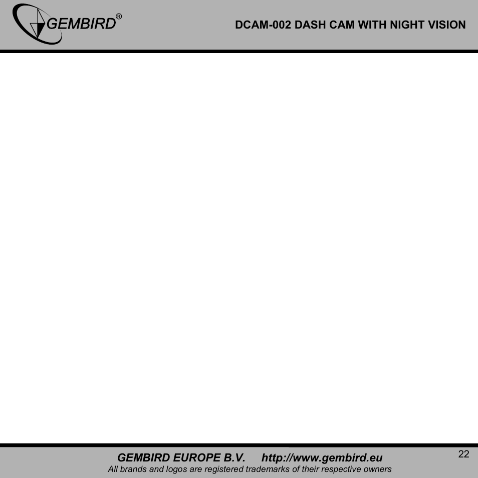 Gembird DCAM-002 User Manual | Page 22 / 22