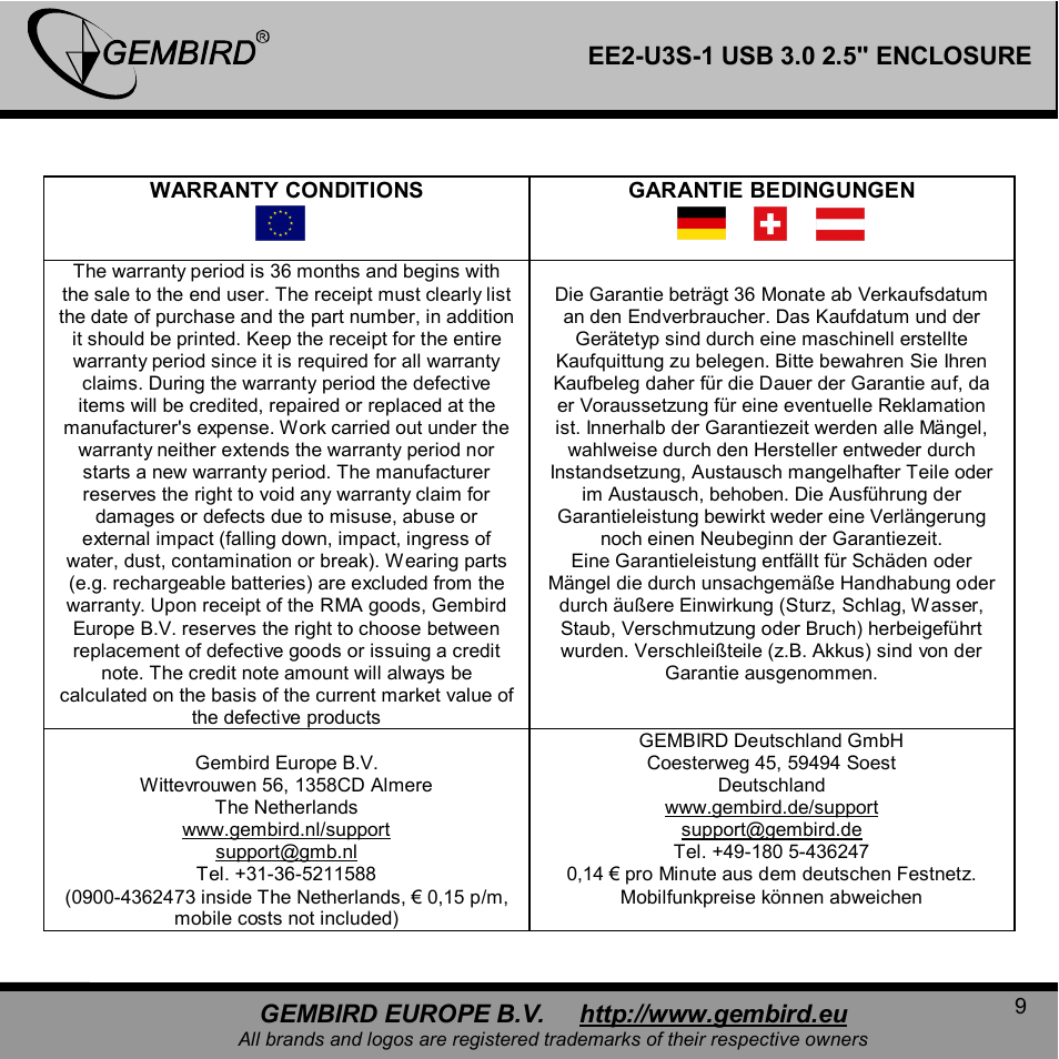 Gembird EE2-U3S-1 User Manual | Page 9 / 11