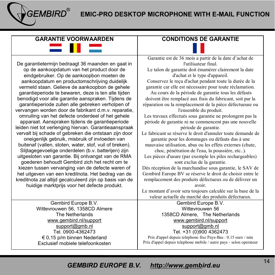 Gembird EMIC-PRO User Manual | Page 14 / 15