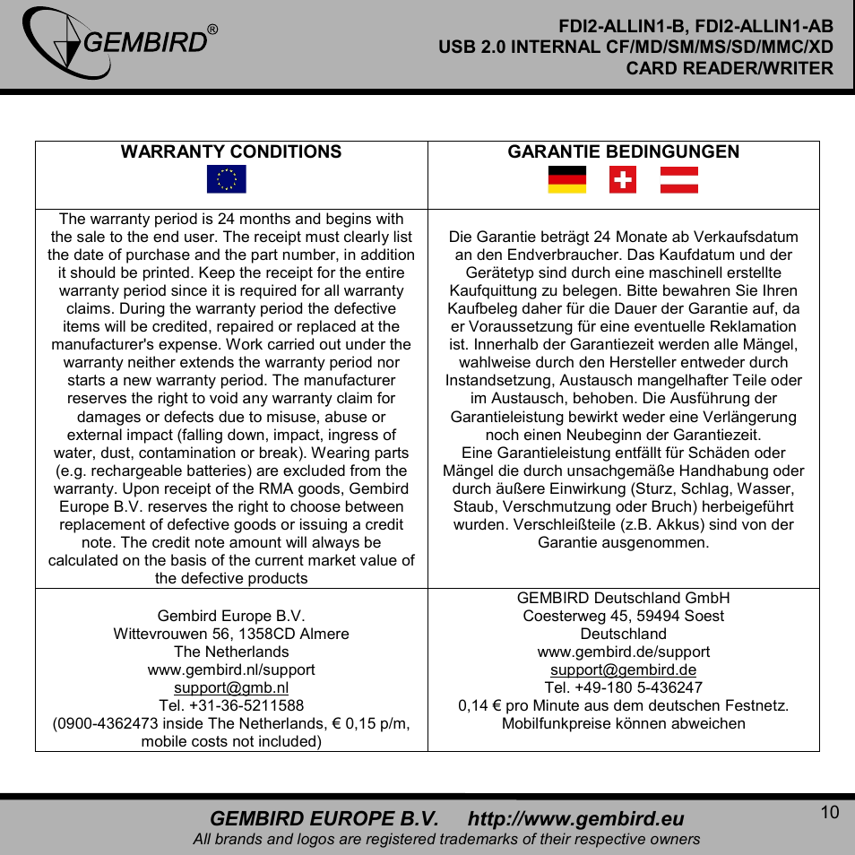 Gembird FDI2-ALLIN1-AB User Manual | Page 10 / 12
