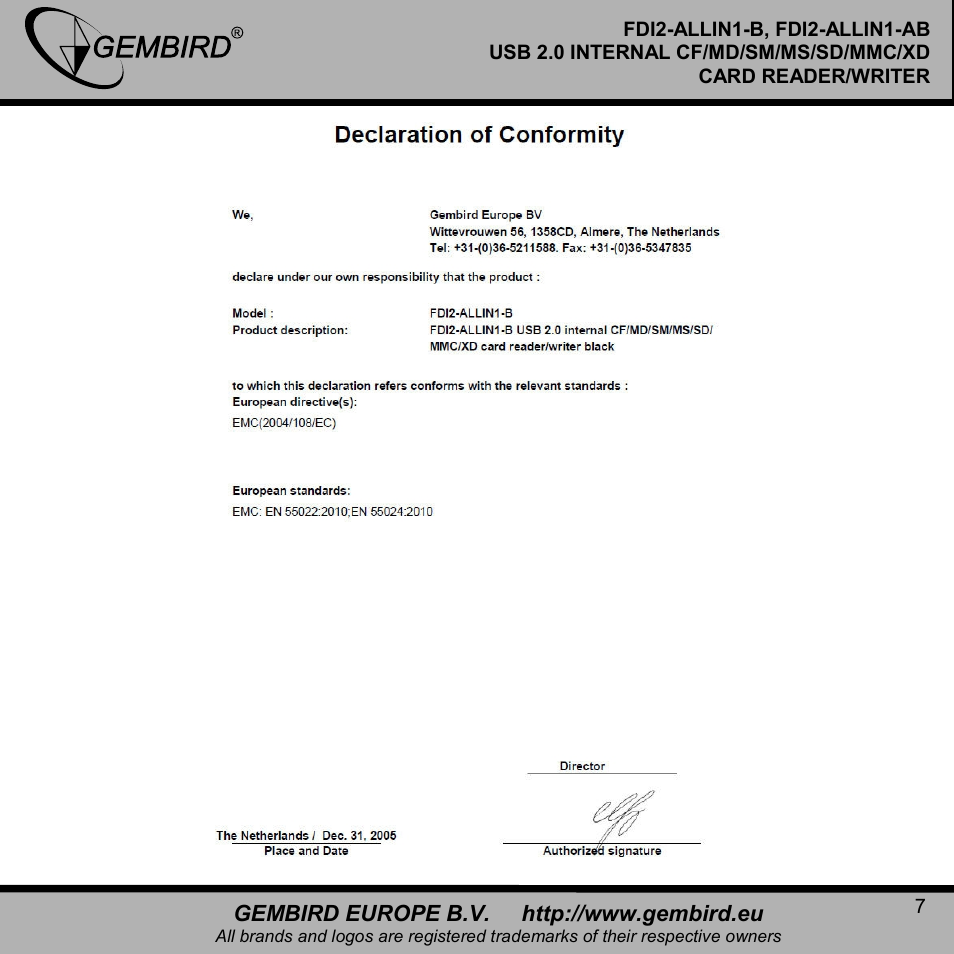 Gembird FDI2-ALLIN1-AB User Manual | Page 7 / 12