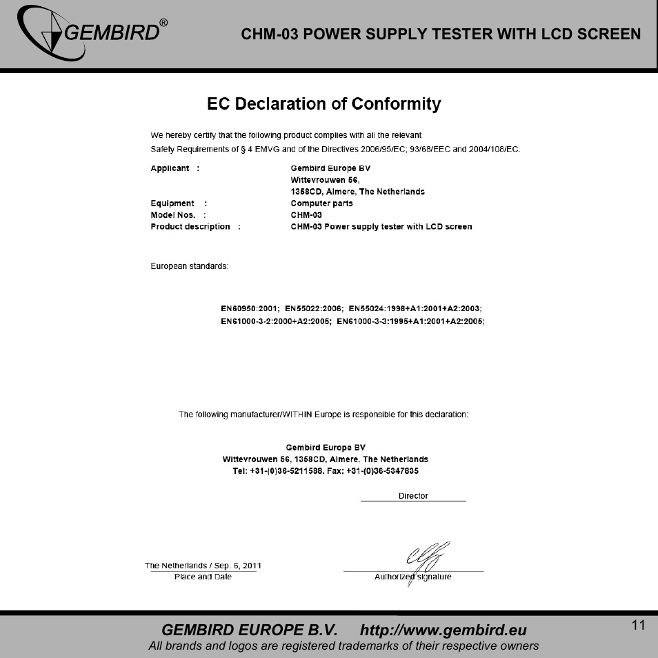 Gembird CHM-03 User Manual | Page 11 / 15